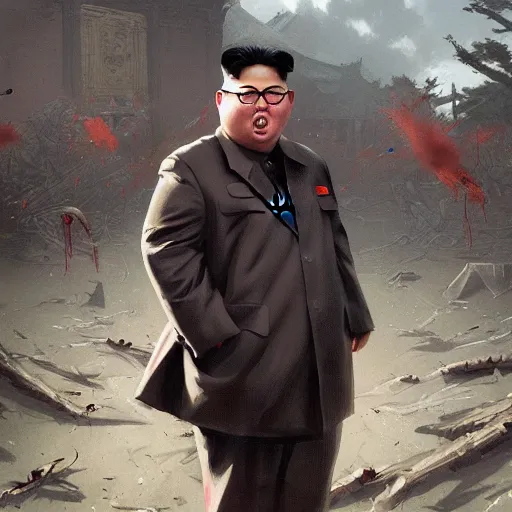 Image similar to zombie kim jong un geog darrow greg rutkowski