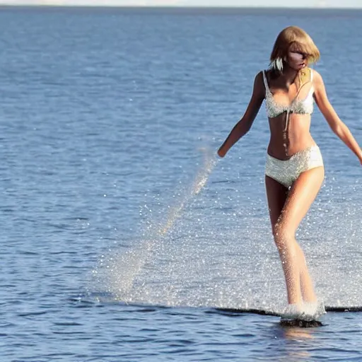 Image similar to Taylor Swift walking on water