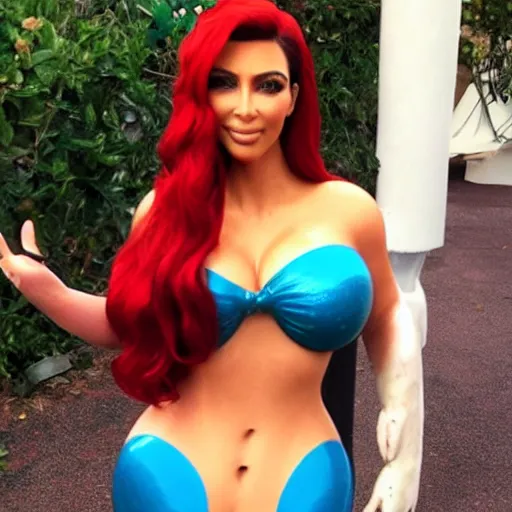 Image similar to Kim Kardashian as Ariel the Little Mermaid, cosplay