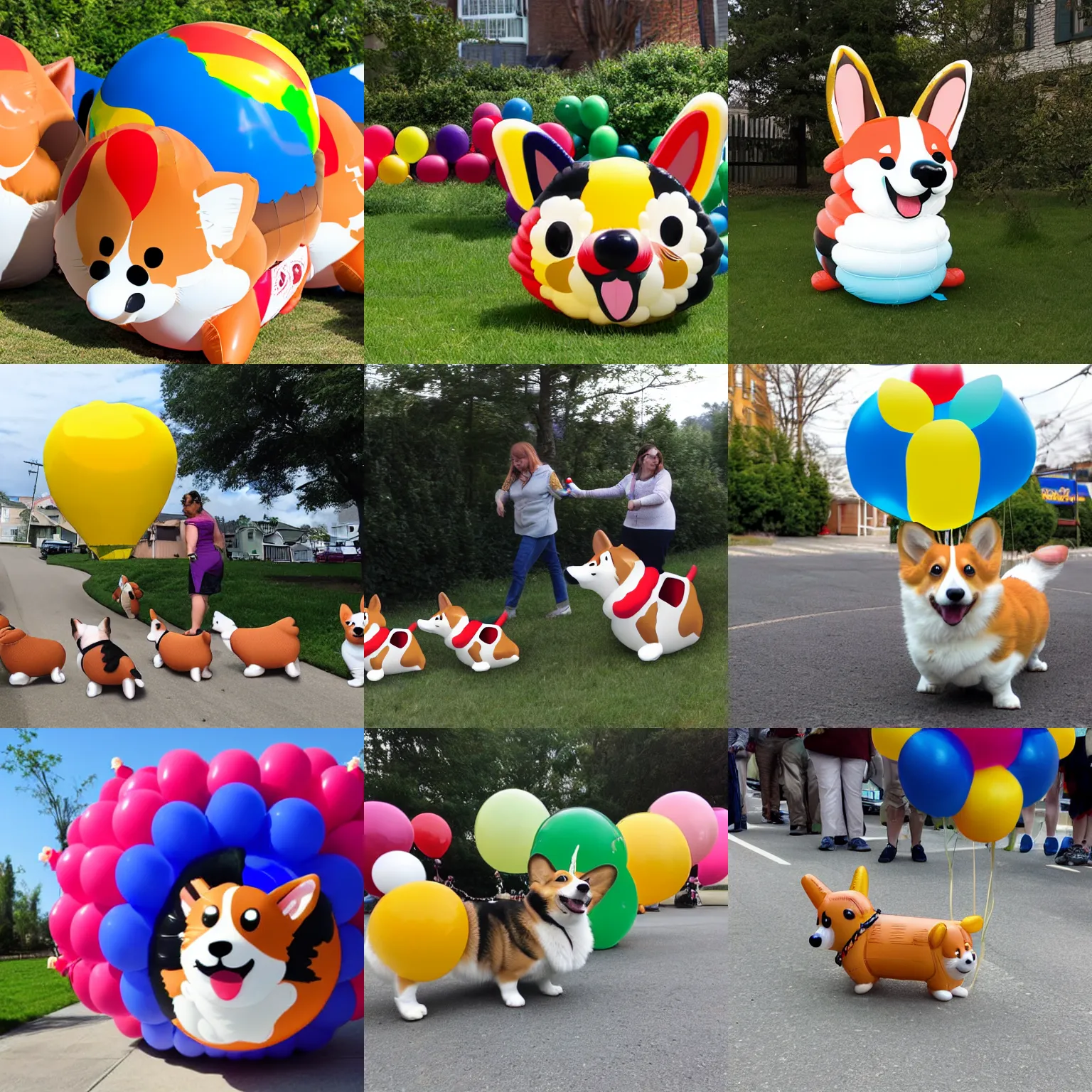 Prompt: corgi parade balloon