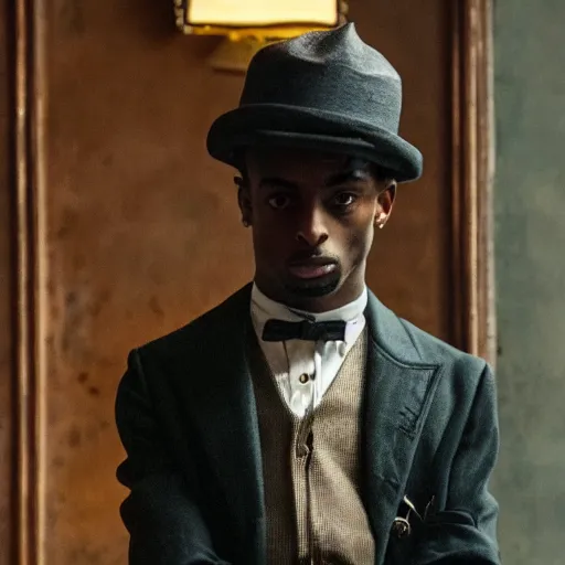 Image similar to playboi carti in peaky blinders 4 k the detailed super realistic