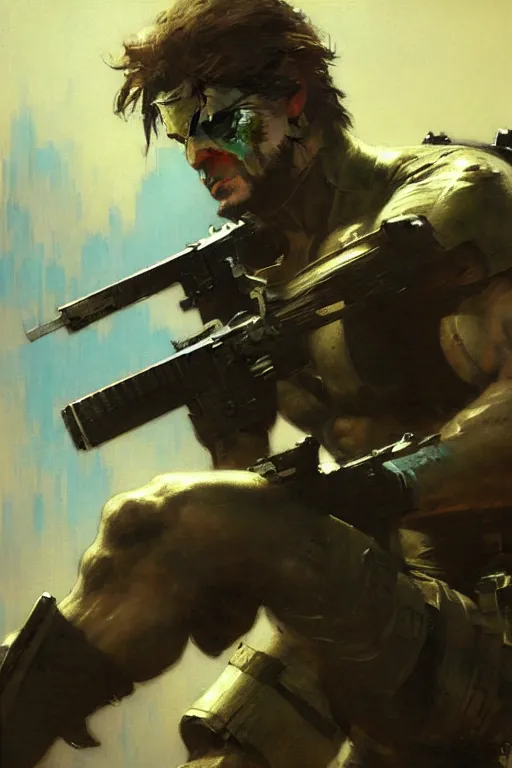 Image similar to solid snake, metal gear, painting by gaston bussiere, craig mullins, greg rutkowski, yoji shinkawa