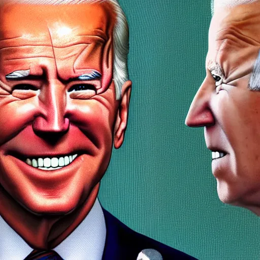 Prompt: A portrait of Joe Biden, Enameling