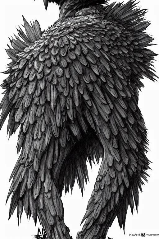 Image similar to raven, human figure, highly detailed, digital art, sharp focus, trending on art station, kentaro miura manga art style