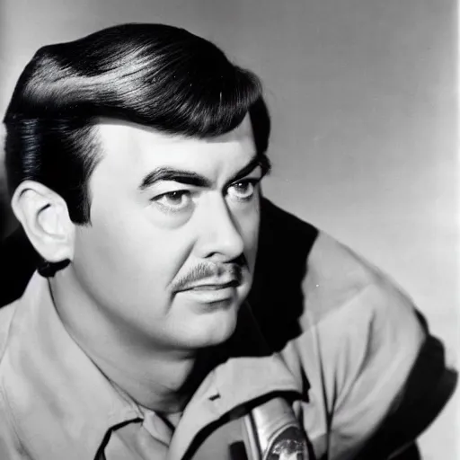 Image similar to photo of a person who looks like a mixture between deforrest kelley and james doohan