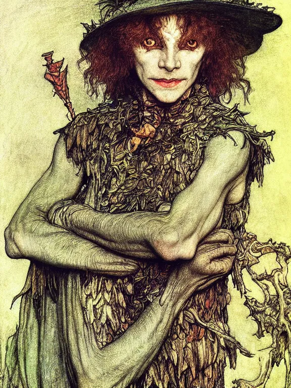 Image similar to Evil goblin. Extremely high detail, details, realistic, masterpiece, colorful. Portrait painting by Arthur Rackham, Muzinabu, Johann Tischbein, Eugene de Blaas, Frederic Leighton, Harry Clarke