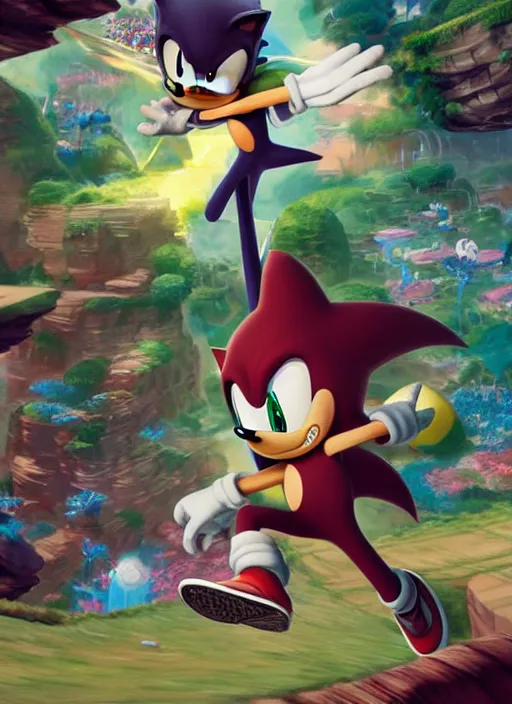 harmony green hill zone, sonic is a human, running,, Stable Diffusion