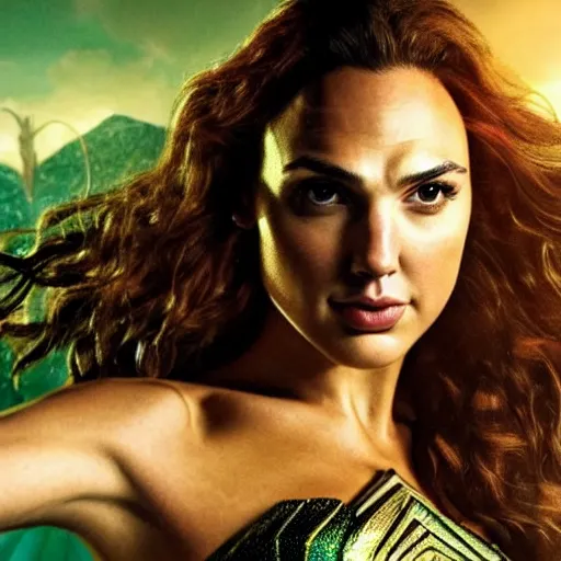 Prompt: an potrait of gal gadot cast as Mera from Aquaman, photorealistic, high detail, full body shot.