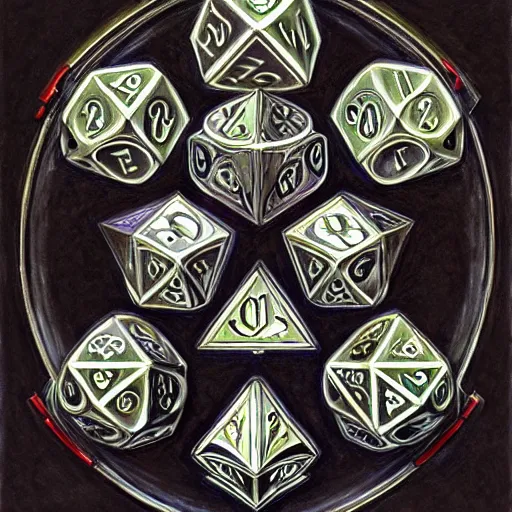 Image similar to Magical D20 dice, fantasy D&D magic item, display item, art by Donato Giancola and James Gurney, digital art, trending on artstation