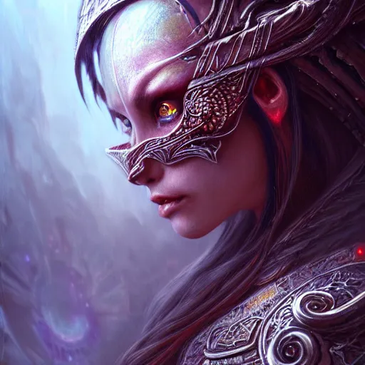 Image similar to a highly detailed long shot photo of chthonic warcraft female character by ayami kojima, beksinski, giger, intricate, digital painting, artstation, intricate, concept art, smooth, sharp focus, illustration