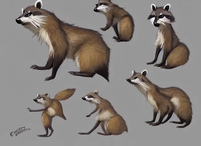 Image similar to lovely raccoon in the style of don bluth, beautiful artwork, shading, high quality cartoon model sheet. greg rutkowski detailed