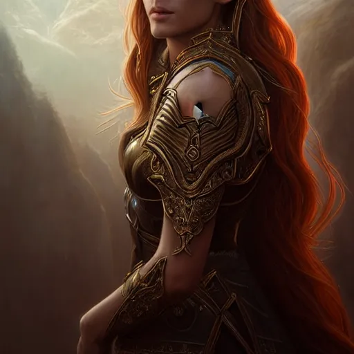 Image similar to Majestic and regal portrait of a riveting and awe inspirin female High Elf nobility, intricate, epic, elegant, menacing, fantasy, photo realistic, digital painting, hard focus, beautiful volumetric lighting, epic light, ultra detailed, by Leesha Hannigan, Ross Tran, Thierry Doizon, Kai Carpenter, Ignacio Fernández Ríos