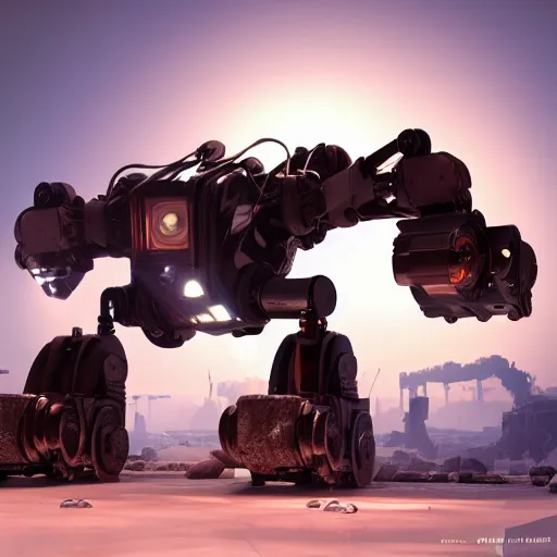 Prompt: giant quadrupedal mining robot, futuristic look, highly detailed body, industrial robot, photorealistic camera shot, bright studio setting, studio lighting, crisp quality and light reflections, unreal engine 5 quality render, artstation