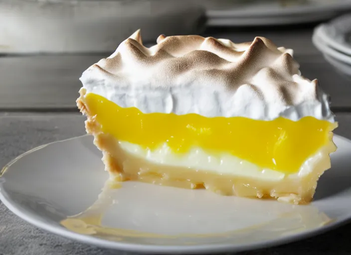 Image similar to lemon meringue pie, surreal, 8 k, bizarre, sharp, strange, high clarity, very detailed,