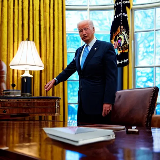 Image similar to 4 k portrait sony a 7 f 2. 8 of president joe biden as a muslim taliban leader in the oval office