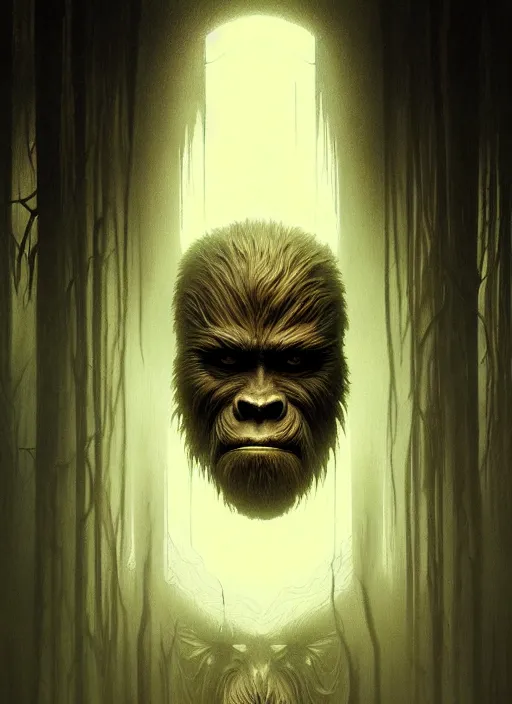 Prompt: symmetry!! portrait of scary bigfoot, horror, moody lights!! intricate, scary, highly detailed, digital painting, artstation, concept art, smooth, sharp focus, illustration, art by artgerm and greg rutkowski and alphonse mucha