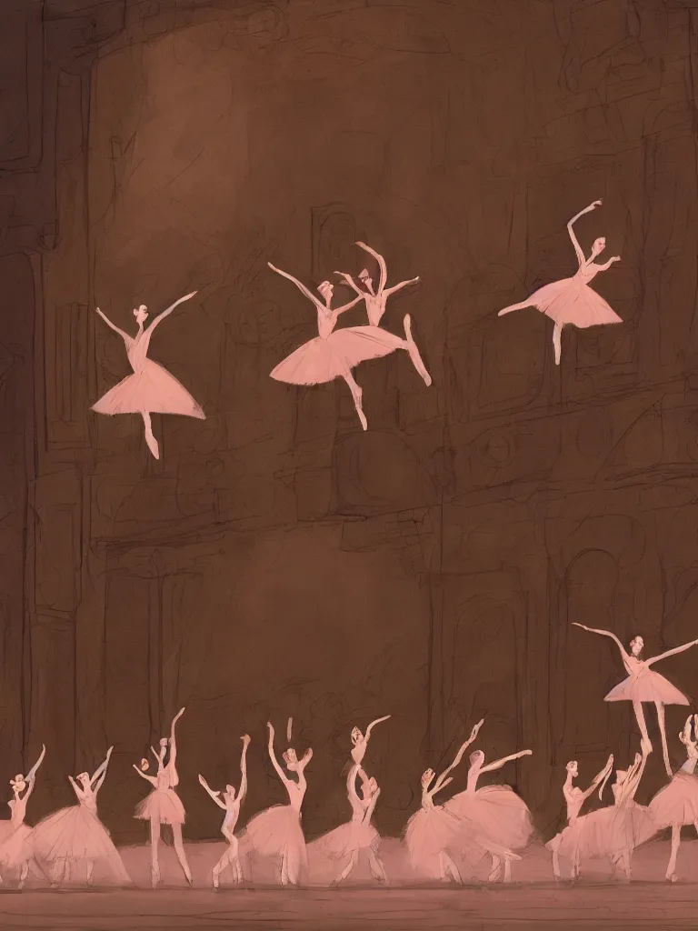 Prompt: ballet at the theater by disney concept artists, blunt borders, rule of thirds