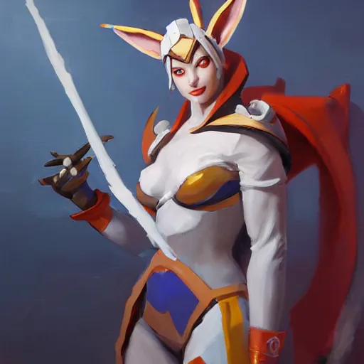 Image similar to greg manchess portrait painting of partially armored sylveon as overwatch character, medium shot, asymmetrical, profile picture, organic painting, sunny day, matte painting, bold shapes, hard edges, street art, trending on artstation, by huang guangjian, gil elvgren, ruan jia, greg rutkowski, gaston bussiere