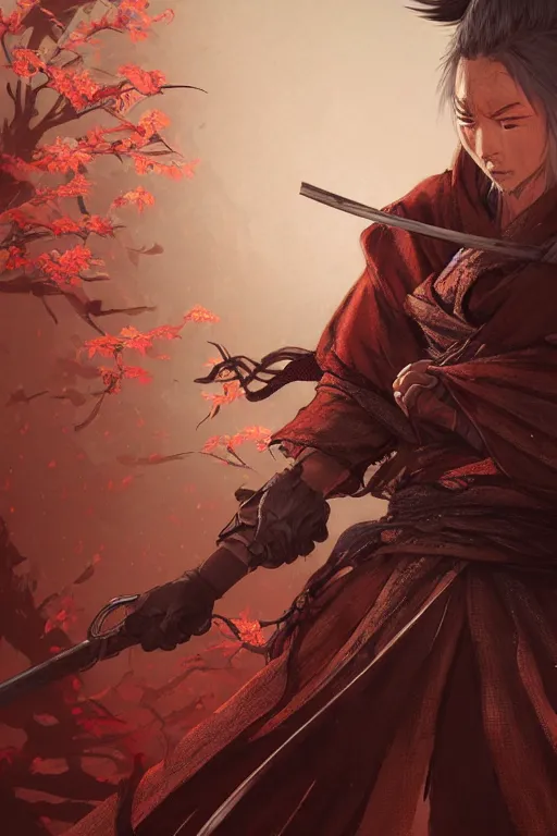 Image similar to Sekiro, digital painting, highly detailed, artstation, concept art, illustration, smooth, sharp focus, art by artgerm and greg rutkowski and alphonse mucha and loish and WLOP