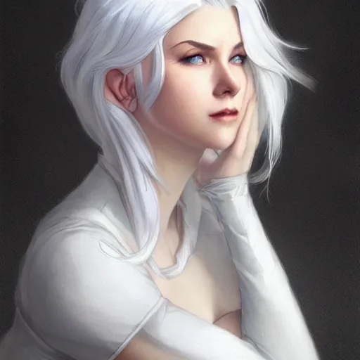 Image similar to a white hair girl, art by samdoesarts, highly detailed, digital painting, concept art, smooth, sharp focus, illustration, disney, art by artgerm and greg rutkowski and alphonse mucha, comic book, sketch, watercolor, trending on artstaion