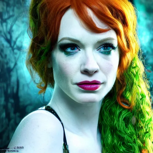 Prompt: christina hendricks as poison ivy from batman, art station, highly detailed, 8k