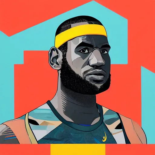 Image similar to Lebron James profile picture by Sachin Teng, asymmetrical, Organic Painting , Matte Painting, geometric shapes, hard edges, graffiti, street art:2 by Sachin Teng:4