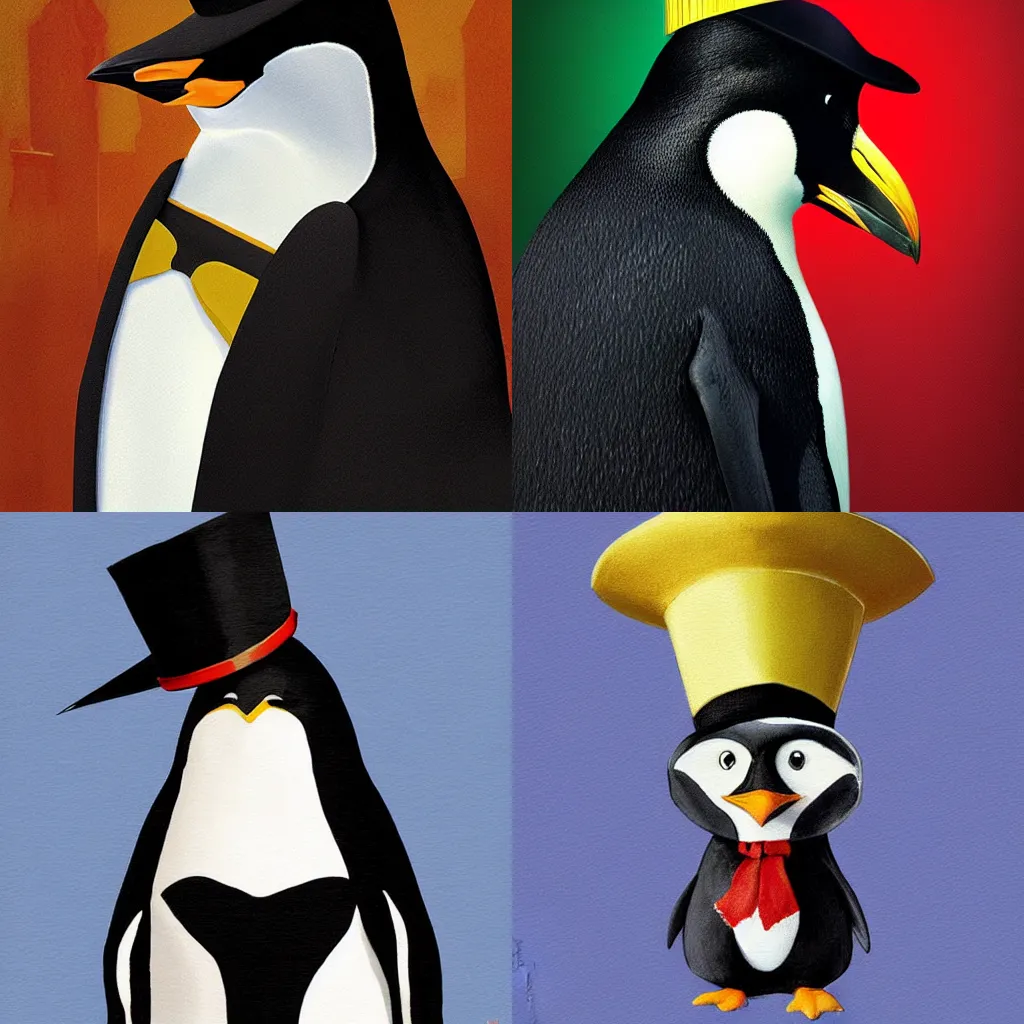 Prompt: penguin wearing a mitre hat, sharp focus, digital painting, artwork by Victor Adame Minguez + Yuumei + Tom Lovell + Sandro Botticelli