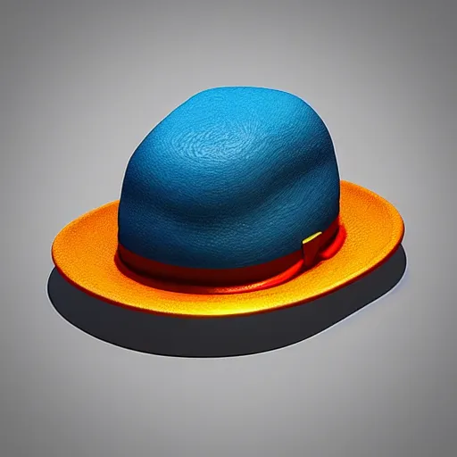 Prompt: 3 d object of hat rendered in isometric in 3 d game, isometric art, centralised, mohamed chahin, blender cycles render, solid colours material, no background