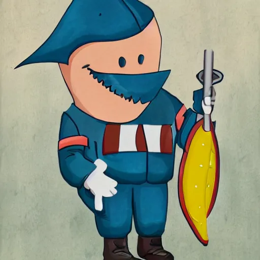 Image similar to Shark in a janitor outfit painting