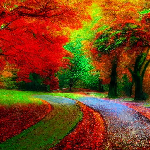 Image similar to Autumn is a second spring when every leaf is a flower. 8k digital art.