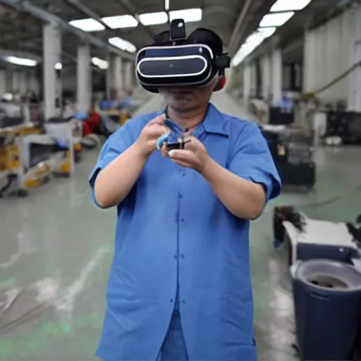 Image similar to chinese factory worker plays vr for the first time