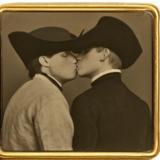 Image similar to outlaw men kissing, 1 8 0 0 s