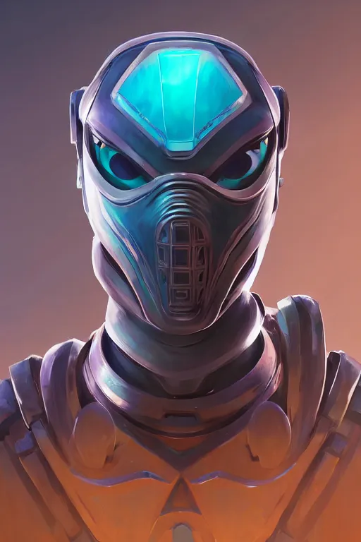 Image similar to epic mask helmet robot ninja portrait stylized as fornite style game design fanart by concept artist gervasio canda, behance hd by jesper ejsing, by rhads, makoto shinkai and lois van baarle, ilya kuvshinov, rossdraws global illumination radiating a glowing aura global illumination ray tracing hdr render in unreal engine 5