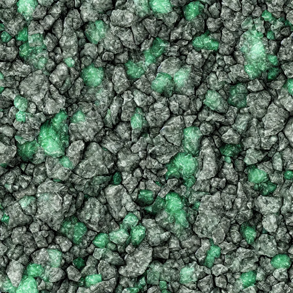 Image similar to long green crystals sticking out of the rock surface, detailed ground terrain albedo texture, flat, 2 d texture, seamless