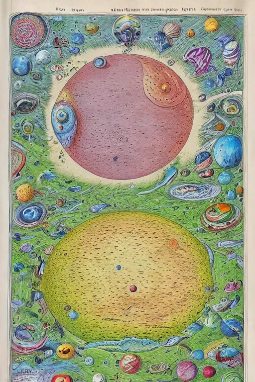 Image similar to a book open to a map of another galaxy, in the style of the codex seraphinianus