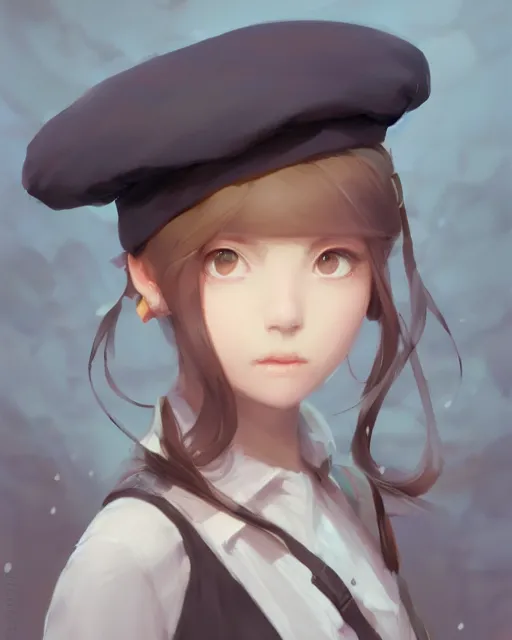 Image similar to girl with beret, sharp details, sharp focus, elegant, highly detailed, illustration, by Jordan Grimmer and greg rutkowski and PiNe(パイネ) and 薯子Imoko and 香川悠作 and wlop and maya takamura, intricate, beautiful, Trending artstation, pixiv, digital Art