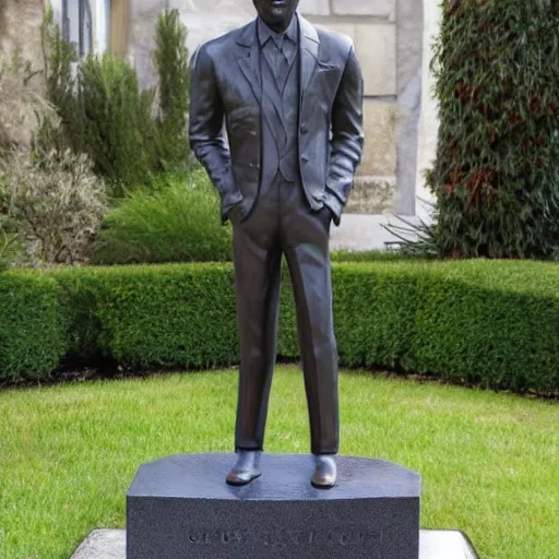 Image similar to stone statue of chris rock wearing a suit and tie