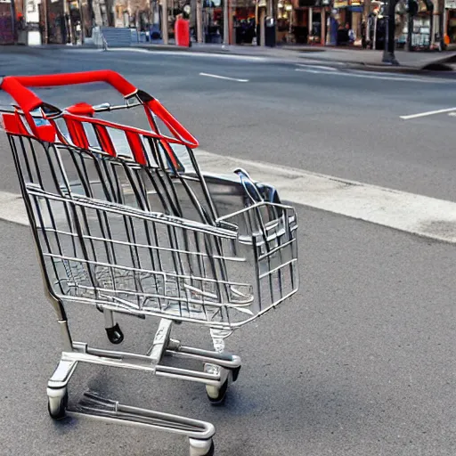 Image similar to a photo realistic battered shopping cart