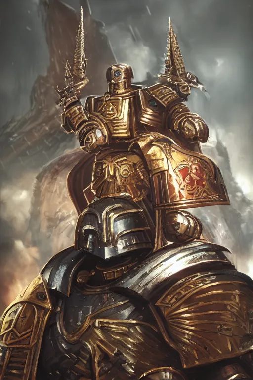 Image similar to armor portrait heros warhammer 4 0 k horus heresy fanart - the primarchs emperor by johannes helgeson animated with vfx concept artist & illustrator global illumination ray tracing hdr fanart arstation zbrush central hardmesh 8 k octane renderer comics stylized