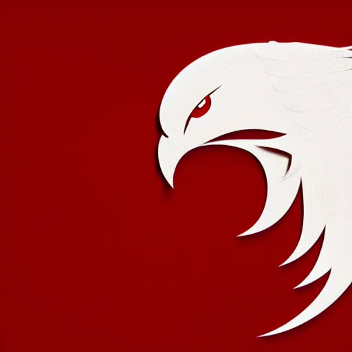 Image similar to 2 dimensional, vector, white eagle icon, red background, cgsociety, artstation, octane render