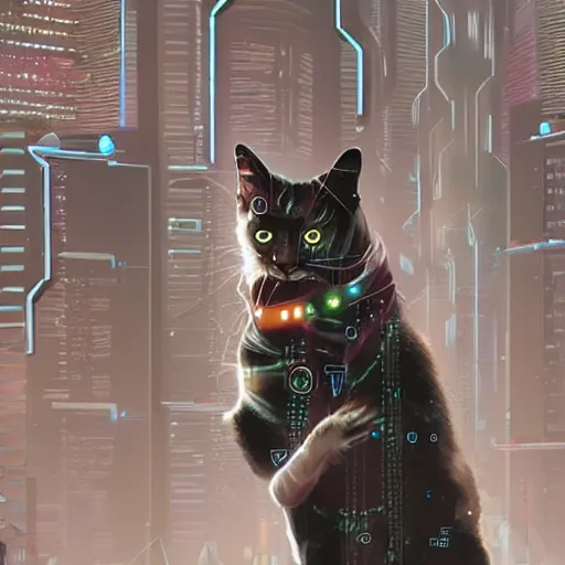 Image similar to cyberpunk cat