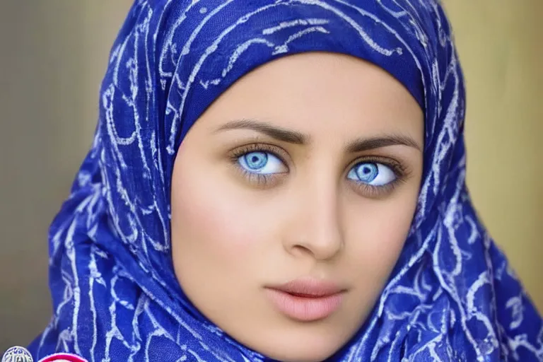 Prompt: zarqa al yamama beautiful female blue eyed arab-n 6