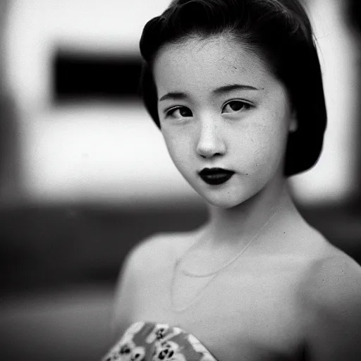 Image similar to young translucent girl, leica M9, 1950s,shallow depth of field,