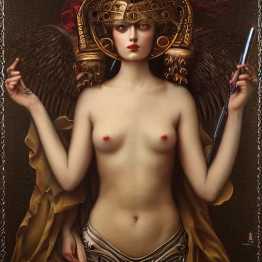 Prompt: the goddess of mechanical pencils, by tom bagshaw peter kemp