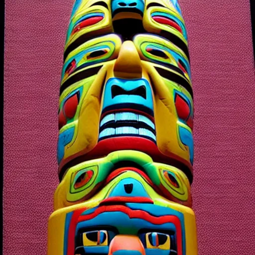 Prompt: ron English totem pole