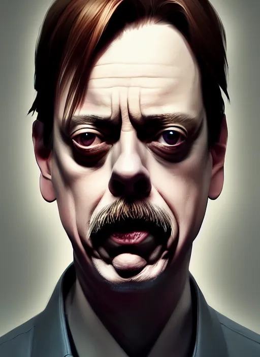 Prompt: a potrait of steve buscemi as an anime, fine, realistic, shaded, lighting, ilya, kuvshinov, katsuhiro, artgerm, jeremy, lipkin, michael, garmash, unreal, engine, 5, radiant, light, detailed, intricate, environment