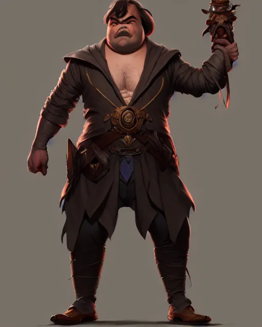 Prompt: full body character concept art of jack black | | distinct - fine, key visual, realistic shaded perfect face, fine details by stanley artgerm lau, wlop, rossdraws, james jean, andrei riabovitchev, marc simonetti, sakimichan, and jakub rebelka, trending on artstation