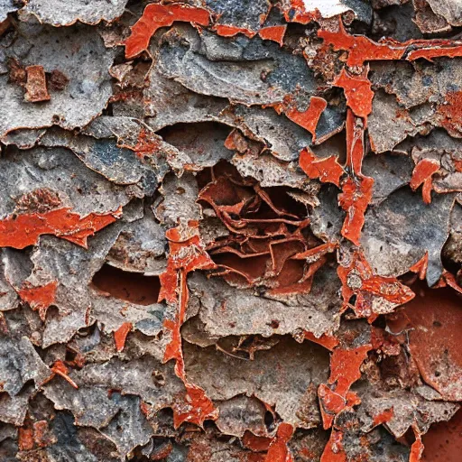 Prompt: rust tape crumbling at shining dust