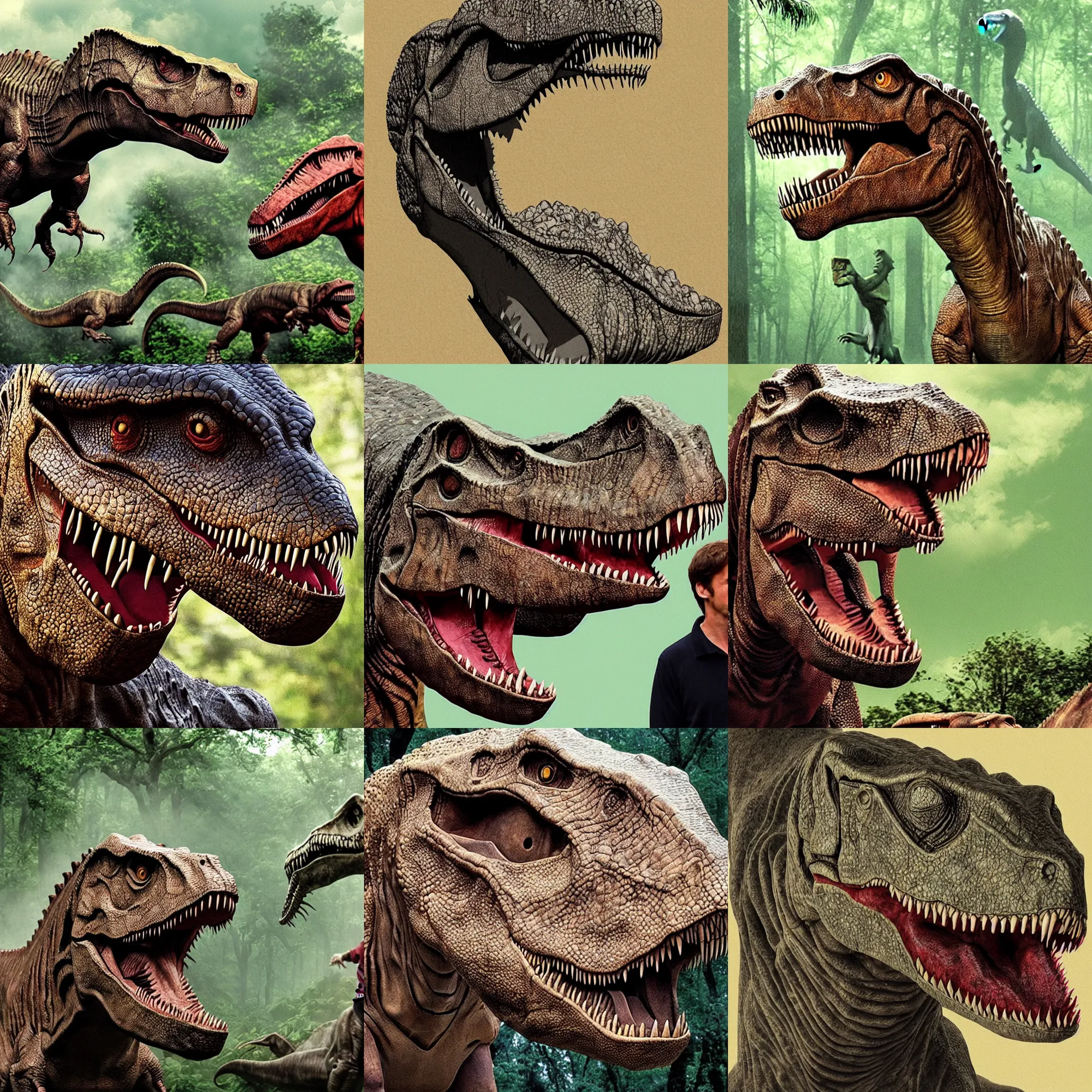 Prompt: portrait, t-rex, jurassic park,