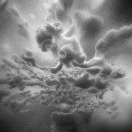 Image similar to clouded origins ( rca umbilical tendrils ), in the style of hiroya oku and riyoko ikeda and stanley kubrick, black and white, photorealistic, epic, super technical, 3 d render